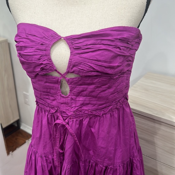 Ulla Johnson Ella Purple Pleated Cut Out Strapless Dress size 8 - Picture 4 of 8